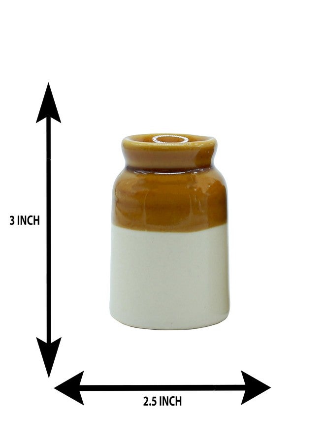 AABCO Salt Pepper Set for Dining Table & Kitchen Ceramic Salt and Pepper Shakers Set Dispenser Set Suitable for Home | Cafe | Dining Table | Kitchen (White-Brown) - Image 3